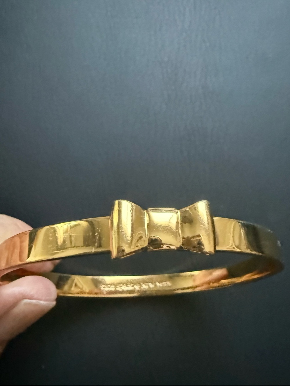 Kate Spade New York Gold Bow Bangle Bracelet, Ready Set Bow Ribbon Slip On Cuff - Picture 3 of 5